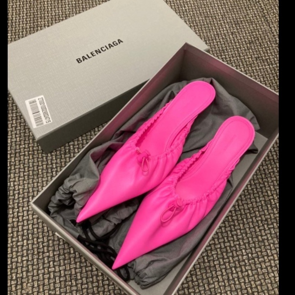 Balenciaga Pink Scrunch Knife Mules 38c Pumps